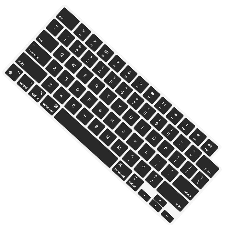 Silicone Keyboard Cover for MacBook Air 13 M2, Air 13.6 inch M2 A2681 2022 & MacBook Pro 14/16 inch M1 Pro/Max (M2 Pro/Max) A2442/A2485 2021 2022 2023, Black