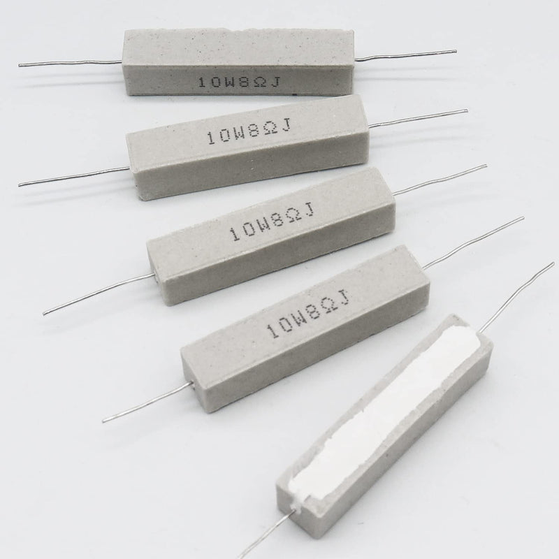 [AUSTRALIA] - Dimlove Cement Resistor,10 PCS 10W 8 Ohm 5% Axial Lead Wire Resistor White Wound Fixed Ceramic Resistors Wirewound Power Flame Heat Moisture Resistance Precharge Horizontal 10W8ΩJ 