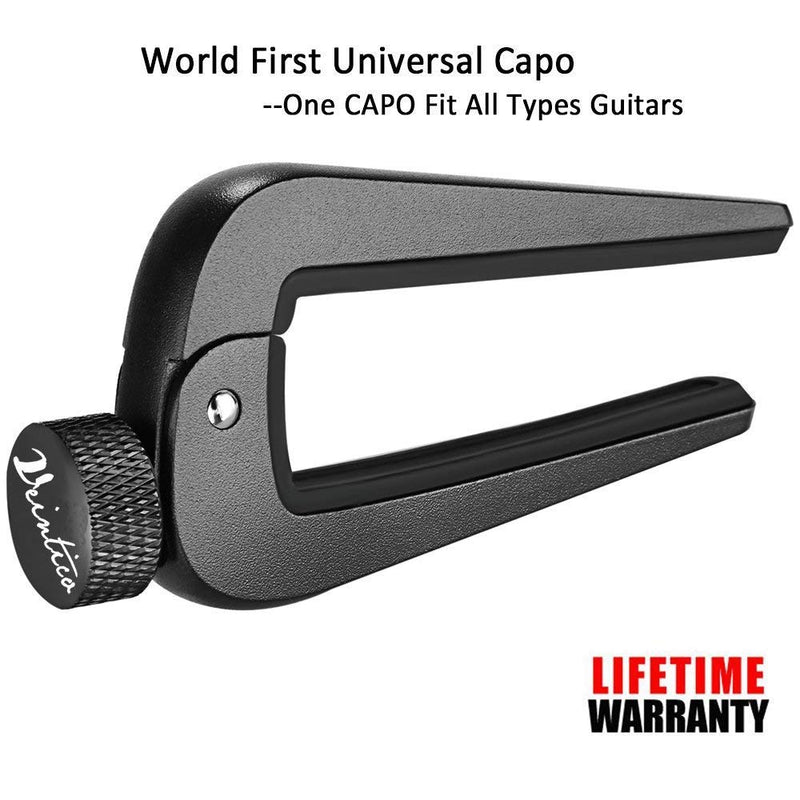 WINGO Wide Guitar Capo Fit for 6 and 12 String Acoustic Classical Electric Guitar,Bass,Mandolin,Banjos,Ukulele All Types String Instrument, Black Black Universal Capo