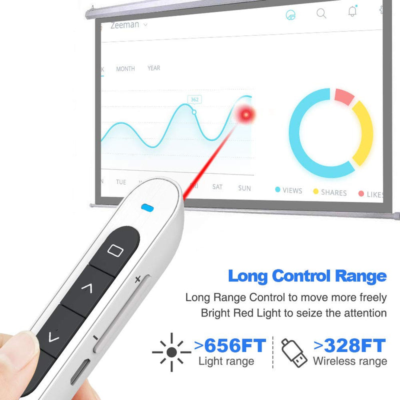 KNORVAY Wireless Presenter Rechargeable, N76 Presentation Remote for Powerpoint Presentation Clicker 330FT, Slide Advancer Support Volume/Hyperlink/Key-Customized …