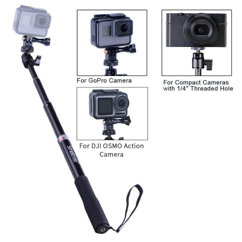 [AUSTRALIA] - Smatree Extendable Aluminum Selfie Stick/Monopod Compatible for GoPro Max/Hero 9/8/7/6/5/4/3+/GOPRO Hero(2018)/AKASO GeekPro SJCAM SJ4000 SJ5000 Xiaomi Yi Camera Action Camera 