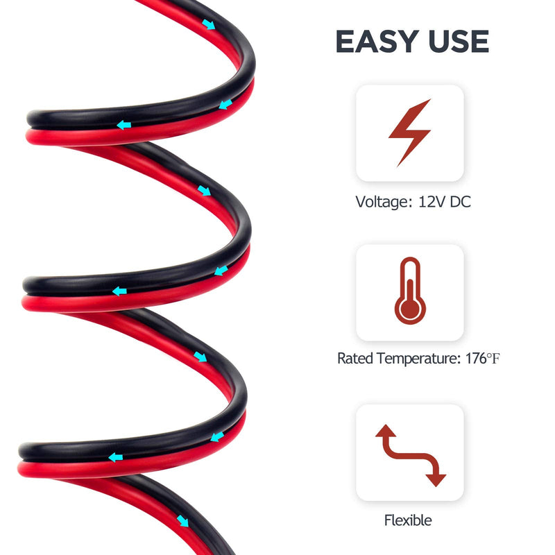 [AUSTRALIA] - MARSWIRE 18 Gauge awg 2pin Electrical Wire, DC 12V LED Light Wire Auto Hookup Wire Copper Cable, with Spool for LED Lamp Light TV Auto (40FT) 40FT 