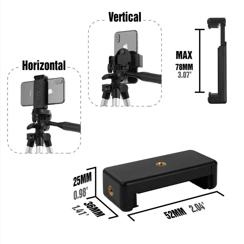 Coching Lightweight Phone Tripod 51-Inch 130cm, Aluminum Tripod Stand for iPhone & Android Phone, Camera and Gopro with Bluetooth Remote Control, Phone Holder and Gopro Mount (Silver)