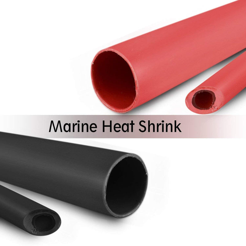 Young4us 2 Pack 3/4'' Heat Shrink Tube 3:1 Adhesive-Lined Heat Shrinkable Tubing Black&RED 4Ft 3/4''(19.1mm,4Ft)