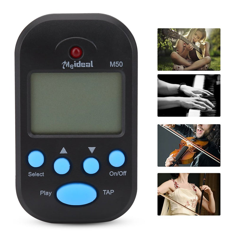 Portable Mini Metronome Multi-Functional Clip-On Digital Beat Tempo Metronome for Piano, Violin, Guitar, Trap Drum Black