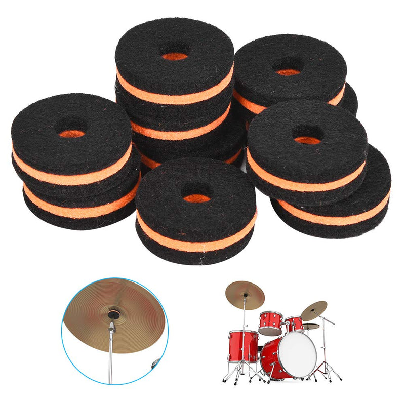 Dilwe Cymbal Stand Felt, 10 Pcs Cymbal Stand Felt 35mm Black Orange Cymbal Protection Sleeve Replacement Part