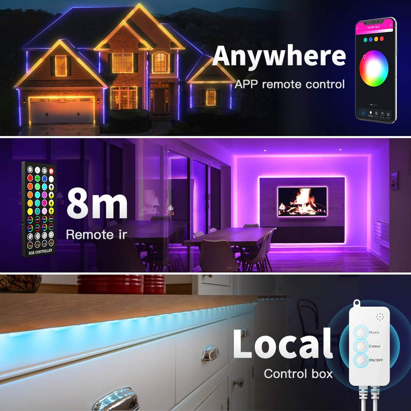 [AUSTRALIA] - Popotan Led Strip Lights 32.8ft - Bluetooth WiFi Smart Led Lights Works with Alexa Echo Google Home, Music Sync SMD 5050 App Control RGB Light Strips for Bedroom Kitchen (32.8ft) (32.8ft) (32.8ft) 