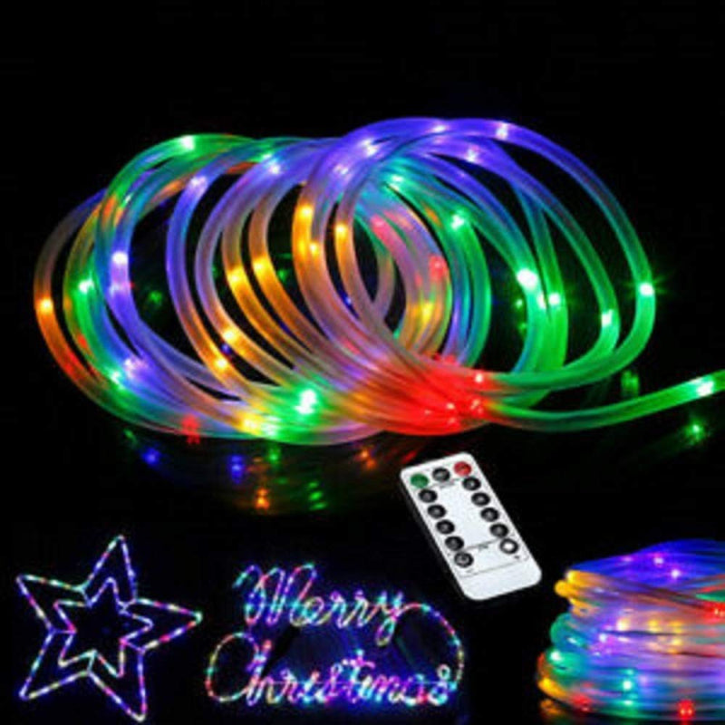 Ambaret LED Rope Lights Twinkle Battery Operated String Lights 40Ft 120 LED Fairy Light, 8 Color Changing Waterproof Strip Light for Bedroom Garden Outdoor Party Decoration (Multi-Color 2 Pack) Multicolor-2