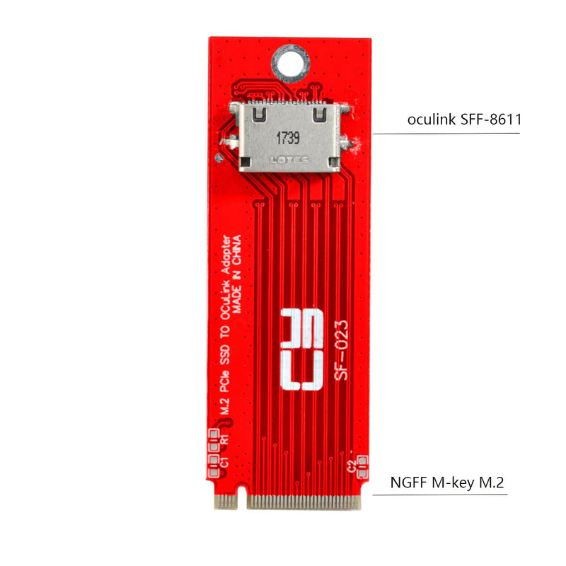 [AUSTRALIA] - CY Adapter PCI-E 4.0 M.2 M-Key to Oculink SFF-8612 SFF-8611 Host Adapter for PCIe Nvme SSD 2260 Black 8654-8482*4 NVME 2260 