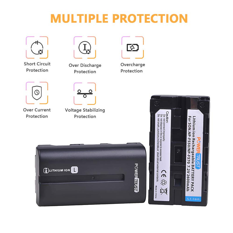 [AUSTRALIA] - PowerTrust 2-Pack NP-F550 NP-F570 Battery for Sony NPF550 NP-F330 NP-F530 NPF570 NP-F730 NP-F750 NP-F960 NP-F970 CCD-RV100 CCD-RV200 CCD-SC5 CCD-SC6 CCD-SC55 CCD-SC65 CCD-TRV66 CCD-TRV67 Batteries 