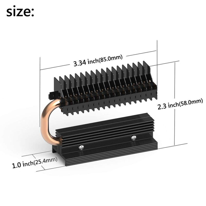 XINSHIS - M.2 Heatsink NVMe NGFF SATA M.2 SSD Heatsink Thermal Module, Compatible for PCIE NVME M.2 2280 SSD Radiator and SATA M.2 2280 SSD Heatsink, with Heat Pipe and Silicon Thermal pad