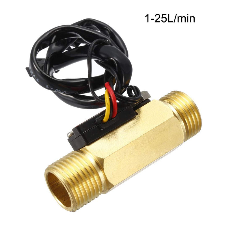 uxcell G1/2 Hall Effect Liquid Water Flow Sensor Switch Meter Counter DC 5V 1-25L/min YF-B7
