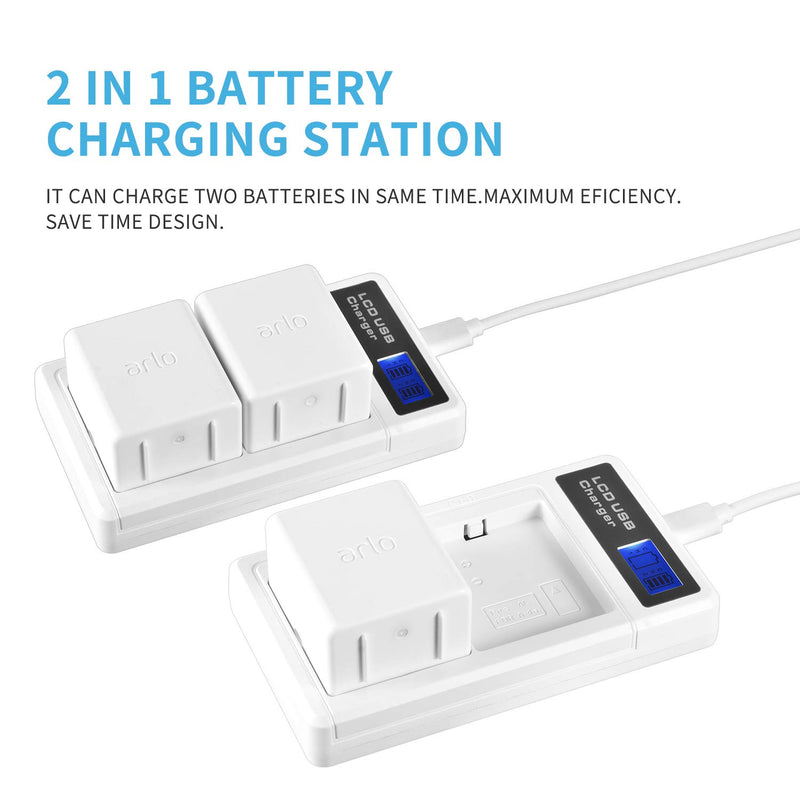 Battery Charging Station for Arlo Pro 3, Arlo Ultra,Dual Charging Station and Type-C Cable Charge up to 2 Arlo Batteries, Dual & Quick Charging Station for Arlo Ultra（Battery not Included.）