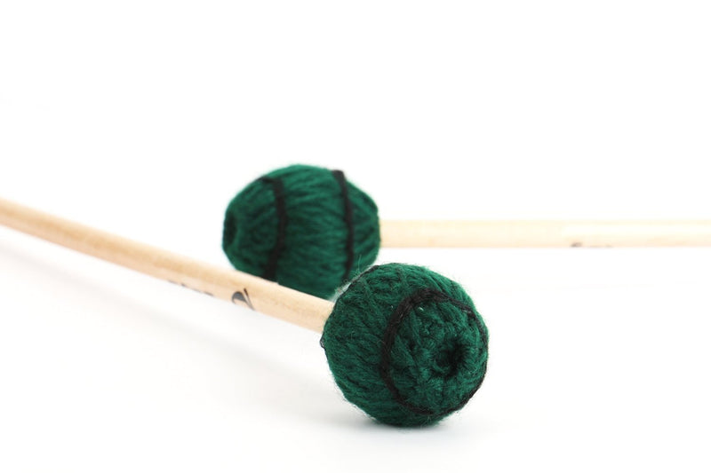 Foraineam Soloist Series Medium Keyboard Marimba Mallets With Maple Handle and Dark Green Yarn Head