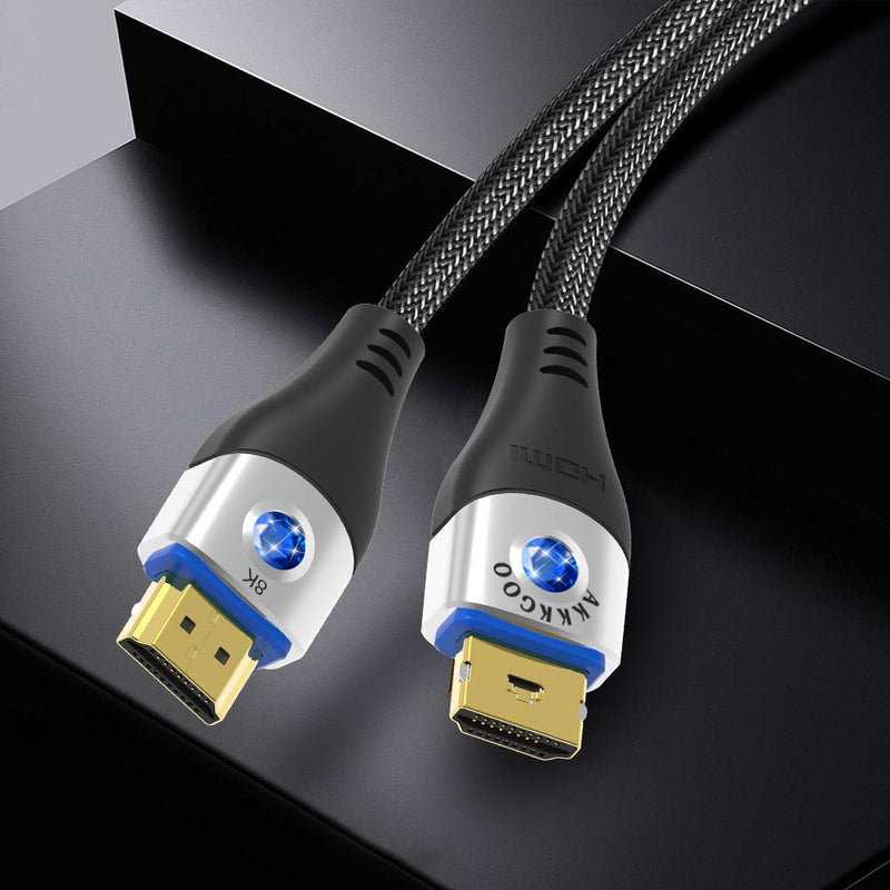 8K HDMI Cable 6.6ft, AKKKGOO HDMI 2.1 Cable, High Speed 48Gbps, 8K@60Hz 4K@120Hz eARC HDR10 4:4:4 HDCP 2.2 & 2.3 Compatible with Dolby Vision, Xbox, PS4, PS5, UHD TV, Monitor 6.6ft/2m