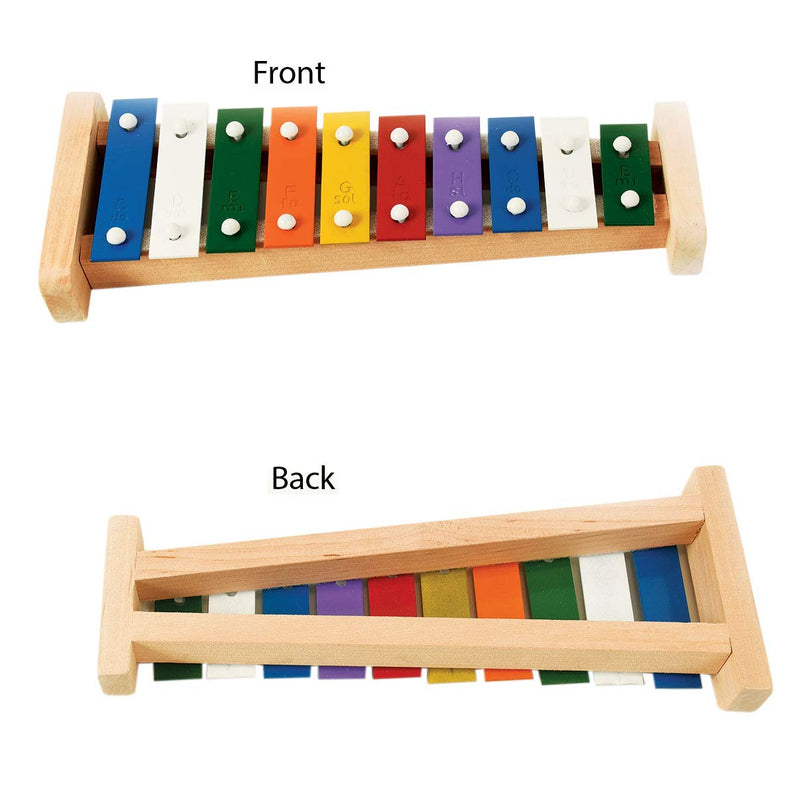 Professional Colorful Wooden Soprano Glockenspiel Xylophone with 10 Metal Keys for Adults & Kids - Includes 2 Wooden Beaters 10 Keys