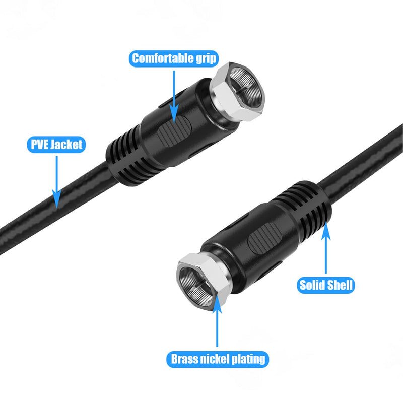 [AUSTRALIA] - Short Coaxial Cable, 1ft Coax Cable RG6 F Cord 75 Ohm with Coax Female to Female Coupler Adapter UIInosoo for AV, Cable TV, Antenna and Satellite Black 