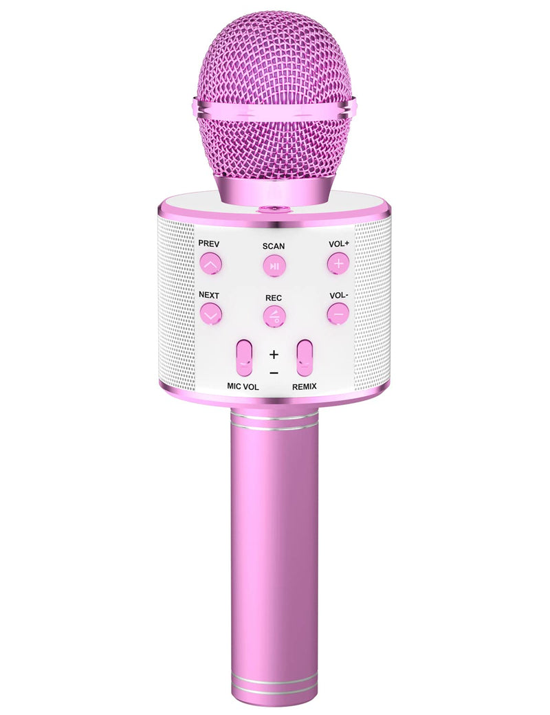 Amazmic Karaoke Microphone for Kids, Handheld Bluetooth Microphone for Karaoke, Gift for Kids Boys/Girls/Adults Birthday, Party, Christmas Home KTV(Pink) Pink