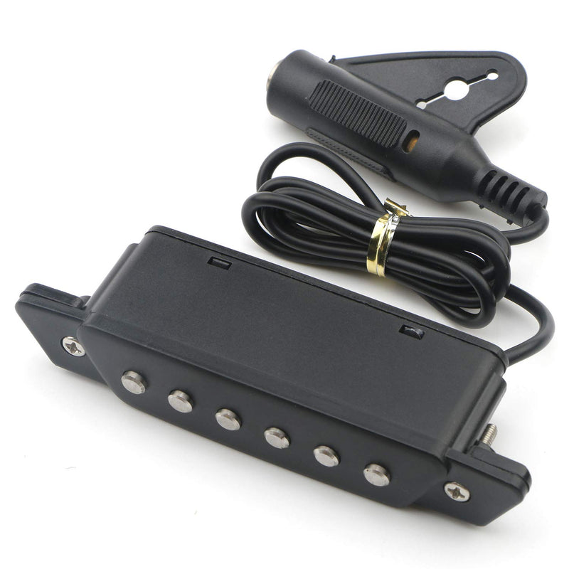 1pcs 6-String SH-85 Soundhole Pickup EQ Preamp Pickup with Active Power Jack for Folk Acoustic Guitar, Ukulele (Sanding Black)