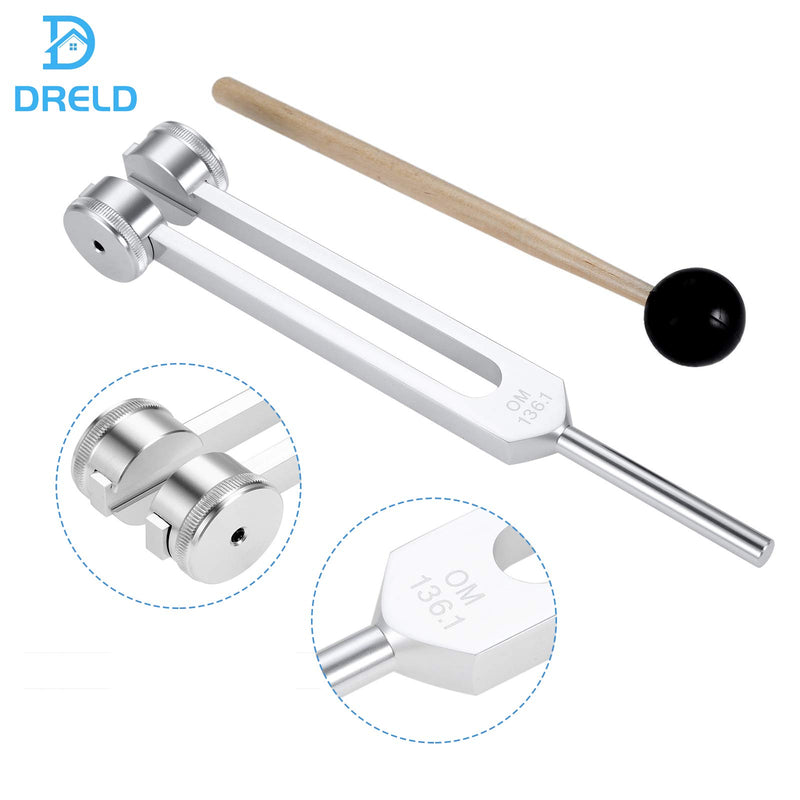 Dreld 136.1Hz Tuning Fork with Silicone Hammer and Bag for DNA Repair Healing, Sound therapy, Perfect Healing, Musical Instrument, Balancing, Healers, Vibration