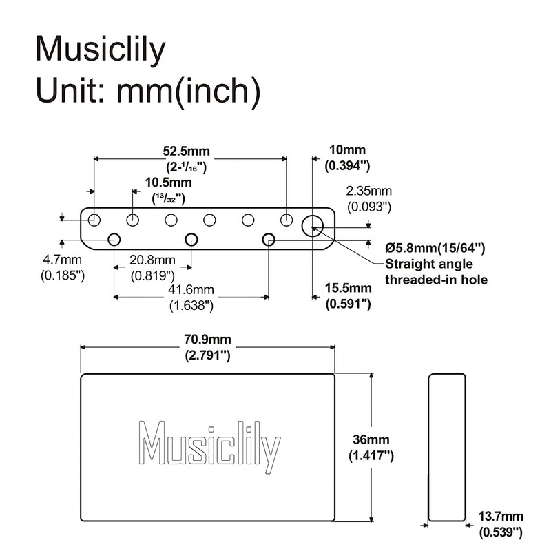 Musiclily Ultra 10.5mm Full Brass 36mm Short Tremolo Block for Indonesia made Squier Bullet Strat and Strat Pack Electric Guitar