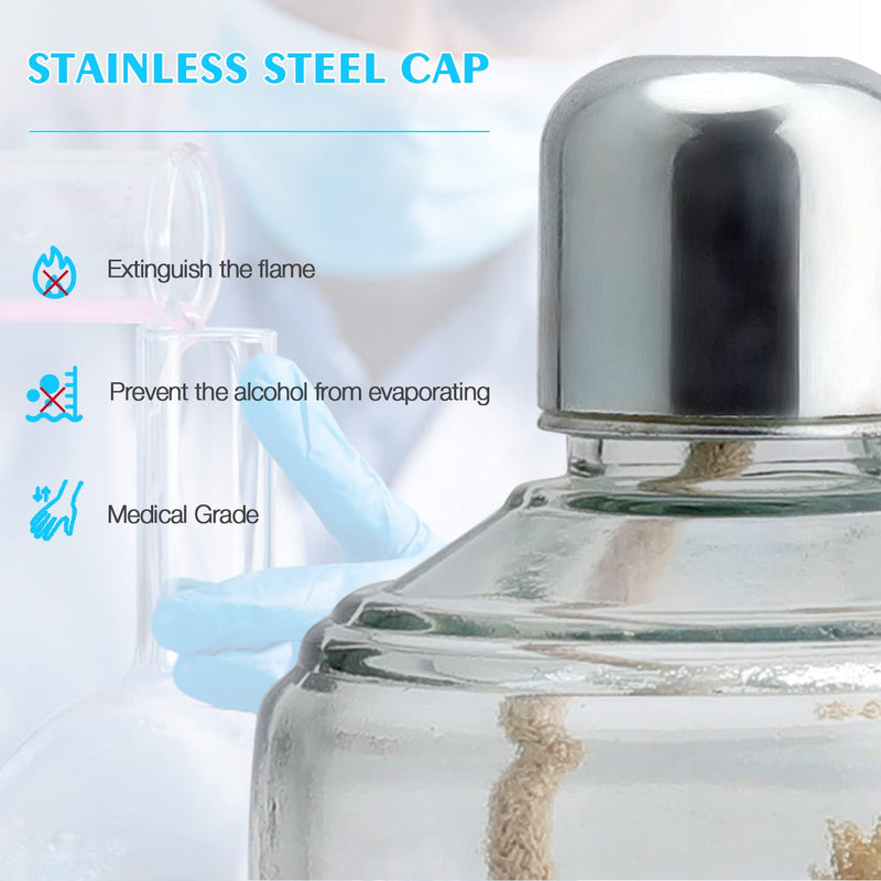 Dental Alcohol Lamp Glass - Alcohol lab Burner Portable Chemistry Heating Equipment for Dental Science Experiments Household and Camping Come with Metal Cap & 1 Cotton Wicks 150ml