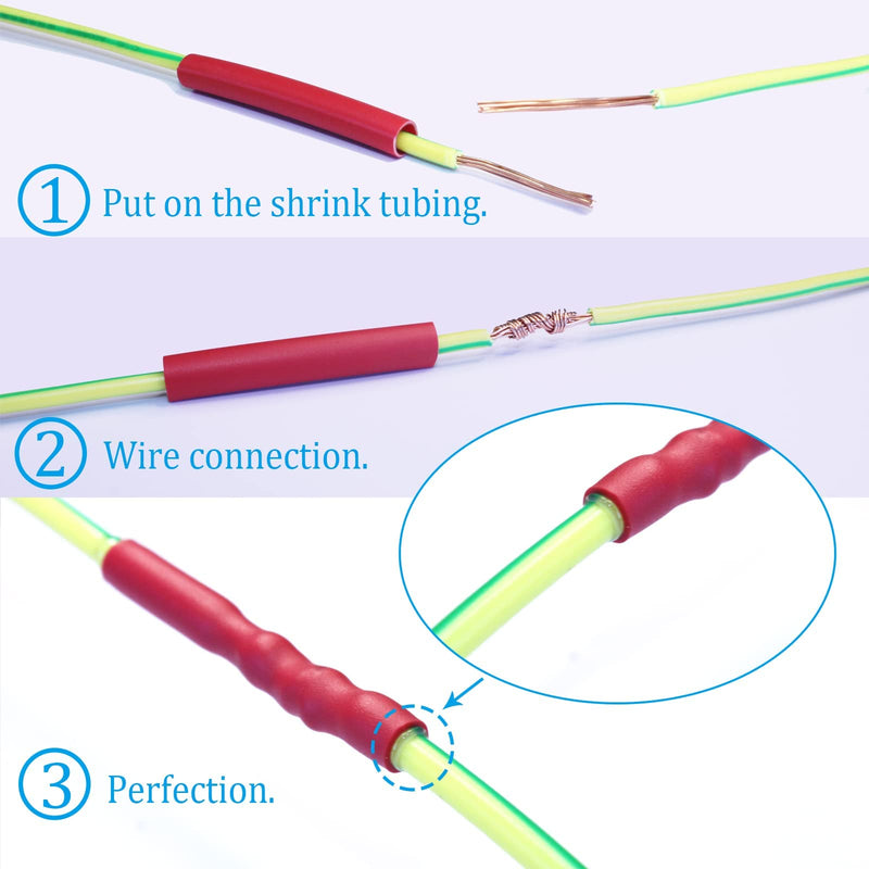 Deryoung Supply 1/2In Heat Shrink Tubing Roll Ratio 3:1 Dual Wall Adhesive Lined 2Pcs 6Ft Black Red