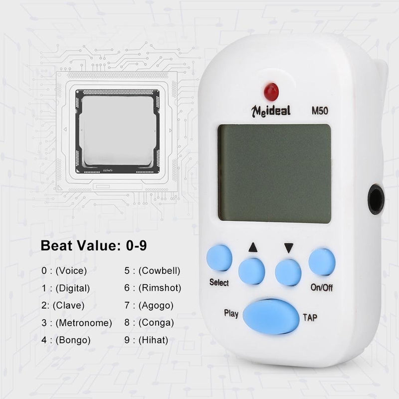 Mini Digital Metronome for Guitar LCD Digital Beat Tap M50 Tempo Metronome Clip Musical Instruments Black, White, Blue, Yellow, Red Pink
