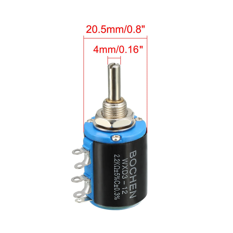 uxcell 2.2K Ohm Adjustable Resistors Wire Wound Multi Turn Precision Potentiometer Pots 5pcs