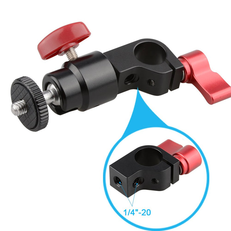 CAMVATE 15mm Rod Clamp & Ball Head Mount Adapter with 1/4"-20 Thread to Attach DIY Accessories