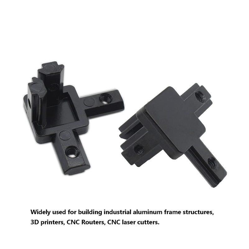 4PCS Black Aluminum Profile Connector, TTZEZE 20 Series 3-Way End Corner Bracket Solid Connector with M4 Screw for Standard 6mm T Slot Aluminium Alloy Extrusion Profile 3D Printer Parts,Thickness 5mm 2020 Series