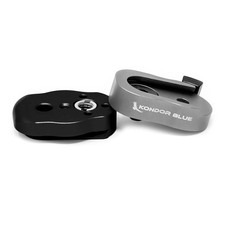 KONDOR BLUE Mini Quick Release Plate for Camera Tripod, Gimbal, Video Monitor, Magic Arm, Flash Bracket, Stabilizer | Arri 3/8" Mount and 1/4" Threads (Black | Gray) Black | Gray