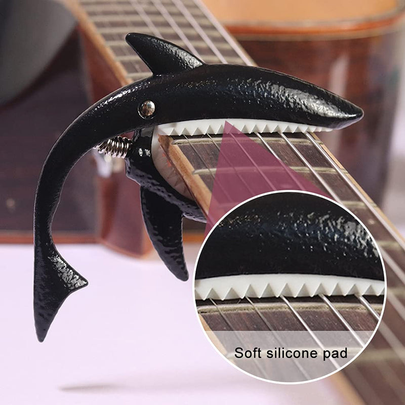 Gsrhzd Gsrhzd Guitar Capo for Electric Guitar, Classical Guitar Capo, Shark Shaped Guitar Capo, Metal Capo, Cool Shape, Durable, Suitable for Guitar Enthusiasts (Black)