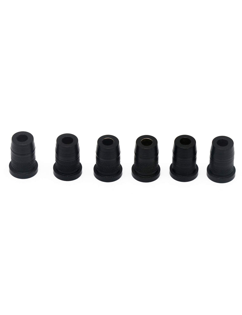 Metallor Guitar String Mounting Ferrules Through Body Mounts String Caps for Tele Strat Style Electric Guitar Bass Parts Replacement Set of 6Pcs (Black) Black