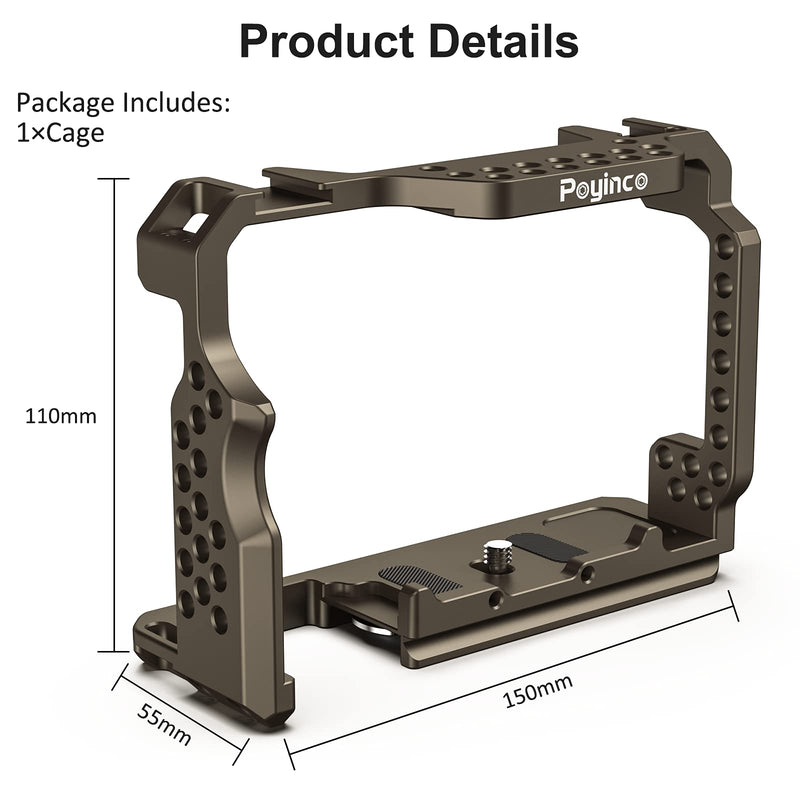 Poyinco Camera Cage with Standard Cold Shoe for Sony A7M3/A73/A7R3/A7R2 Camera etc. SONY A7M3 - Bronze