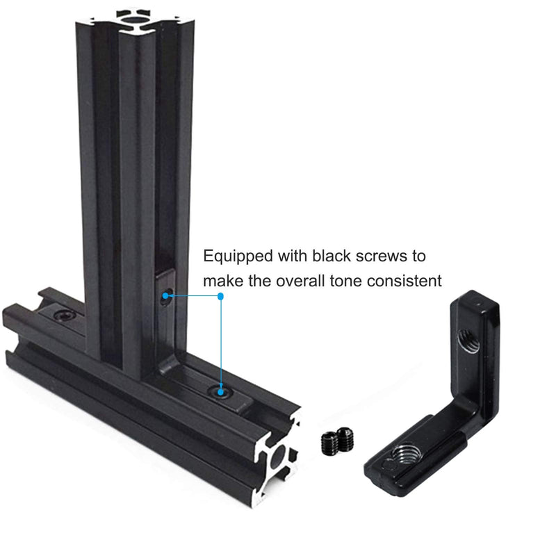 20pcs/lot Black 2020 Series L-Shape Interior Inside Corner Connector Joint Bracket with Screws for 20x20 Series Aluminum Extrusion Profile Slot 6mm
