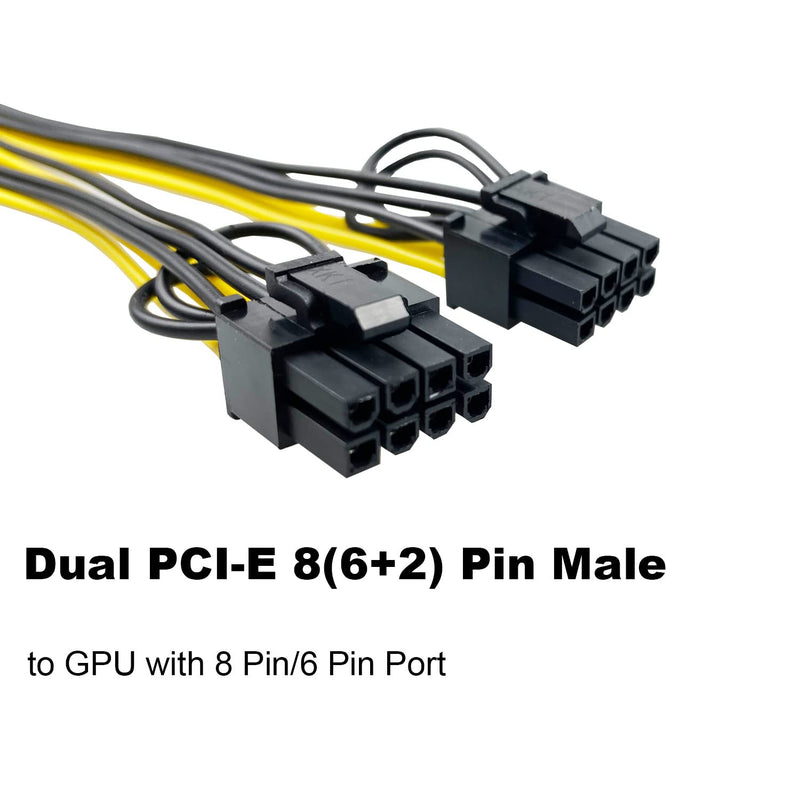 Amangny PCI-E 6 Pin Female to Dual 8(6+2) Pin Male PCIe Adapter Power Cable PCI Express Y - Splitter 12.5 Inches (6 Pack) 6 Pack