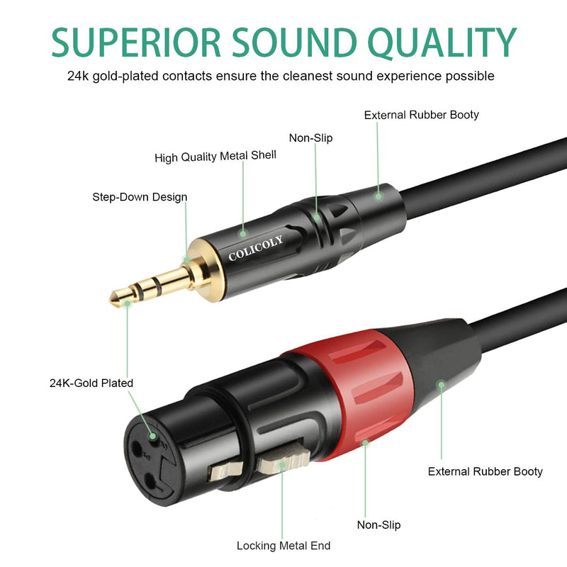 COLICOLY Dual XLR Female to 3.5mm TRS Stereo Cable,1/8 inch Mini Jack to 2 XLR Female Y-Splitter Stereo Microphone Cable - 10Feet 10 feet