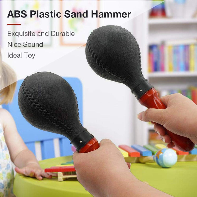 Percussion Maracas Shakers Rattles Sand Hammer Percussion Instrument with ABS Plastic Shells and Wooden Handles for Live Performances and Recording Sessions (Black) Black