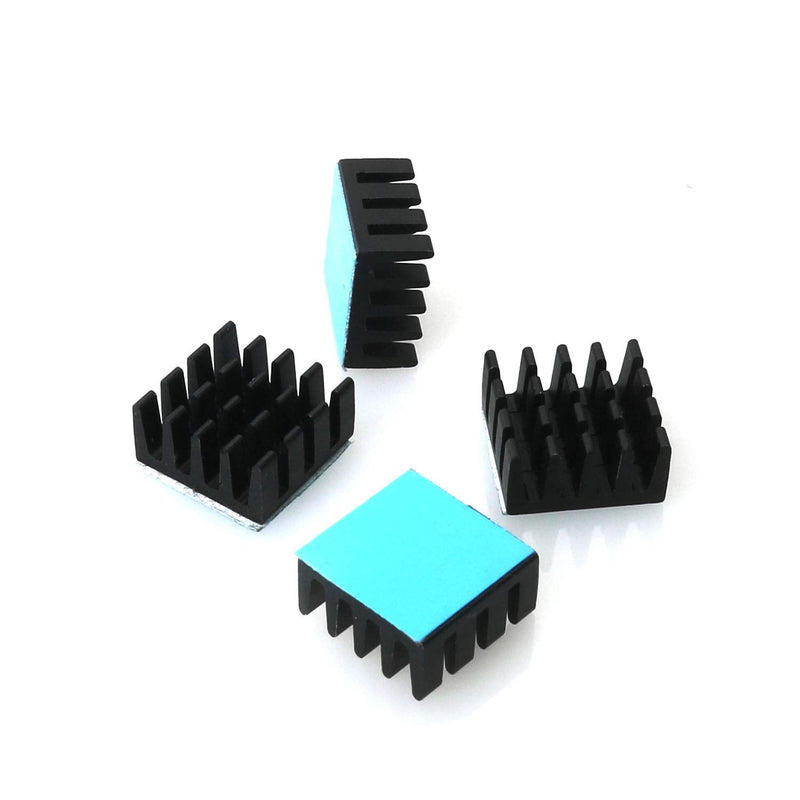 ZZHXSM 14mm Heatsink 4PCS 14 x 14 x 7mm Black Aluminum Heat Sink Radiator Cooler with Thermal Conductive Adhesive Tape Cooling Fin