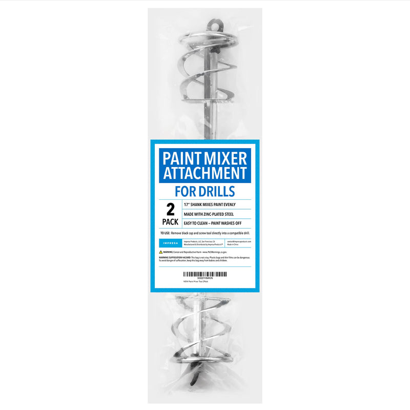 [2 Pack] Paint Mixer for Drill - Extra Long Rust Proof Drill Mixer - Paint Stirrer Drill Attachment for Even Consistency - Easy Cleaning Drill Paddle - Paint Stirrers - Paint Mixer for Drill 5 Gallon