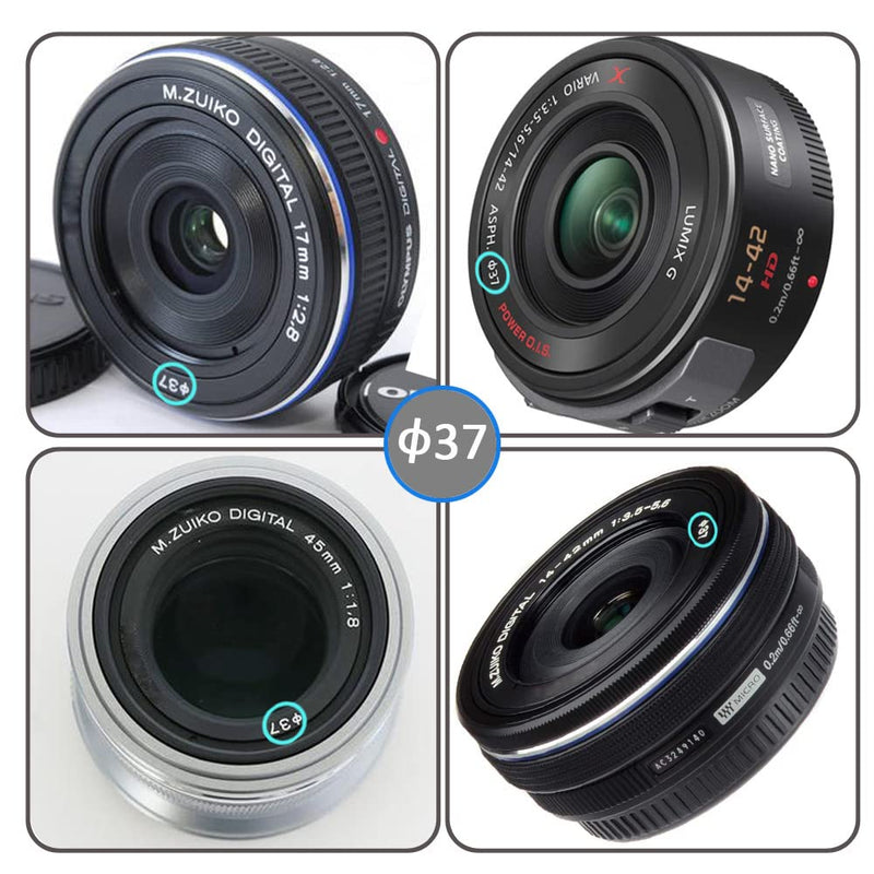 Fire-Rock 37mm Snap-On Front Lens Cap Cover Compatible For Olympus E-M10 Mark III E-PL7 With Zuiko 14-42mm Lens / Panasonic LUMIX GX85 LUMIX G 12-32mm Lens (2 PCS)