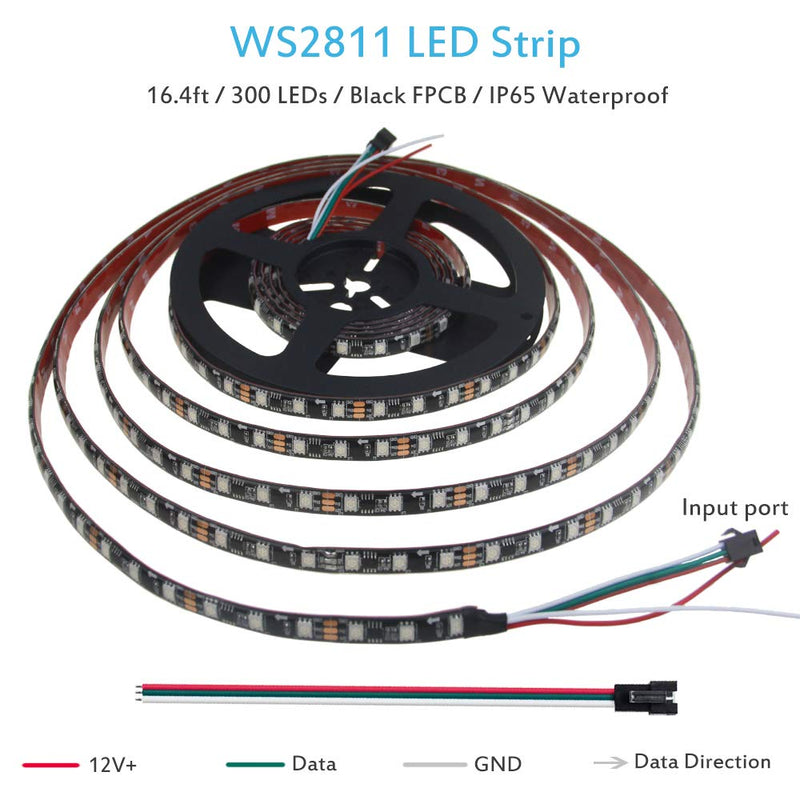 [AUSTRALIA] - ALITOVE RGB Addressable LED Strip WS2811 12V LED Strip Lights 16.4ft 300 LEDs Dream Color Programmable Digital Flexible LED Pixel Rope Light Waterproof IP65 with 3M VHB Heavy Duty Self-Adhesive Back Black Fpcb Ip65 5m 300 LEDs Strip 