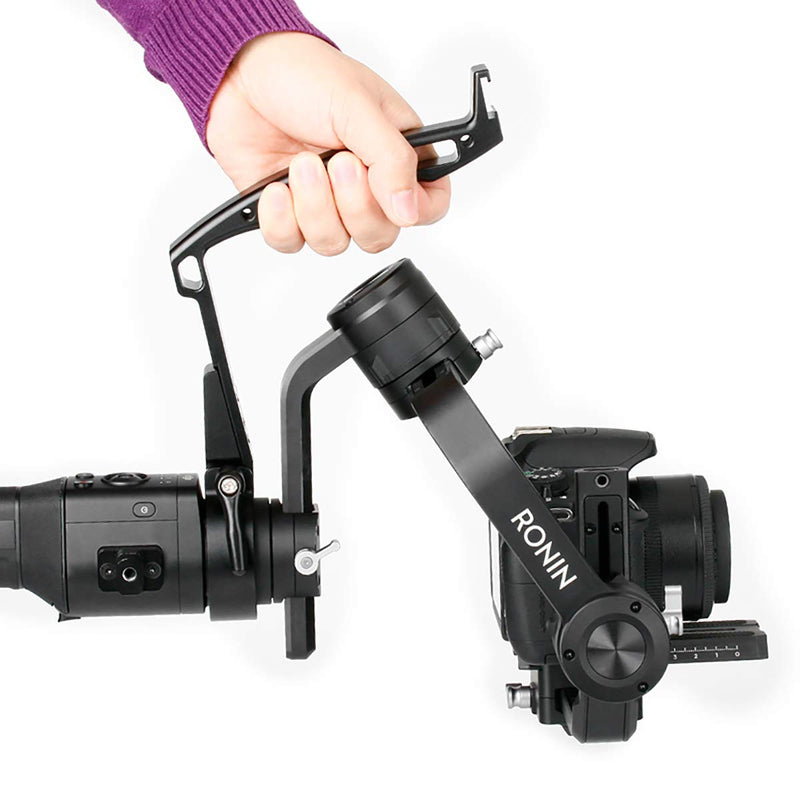 Inverted Handle Sling Grip - Neck Ring Mounting Extension Arm Holder Bracket with Microphone Cold Shoe Mount 1/4''-20 Locating Holes Compatible for DJI Ronin S Stabilizer Gimbal Accessories