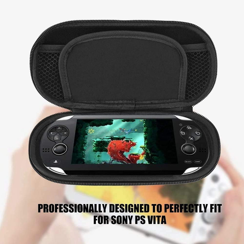 ELIATER Playstation Vita Carring Case Portable Travel Pouch Cover Zipper Bag Compatible for Sony PSVita 1000 2000 Game Console (Black) Black