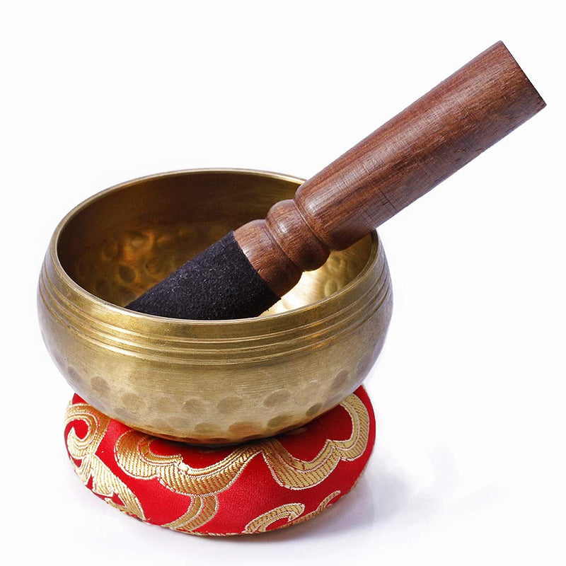 Biggo Tibetan Singing Bowl Set- Perfect resonance Meditation Yoga & Chakra Healing Handmade Bowl - With Mallet & Silk Cushion. Perfect Gift 3.2 Inch