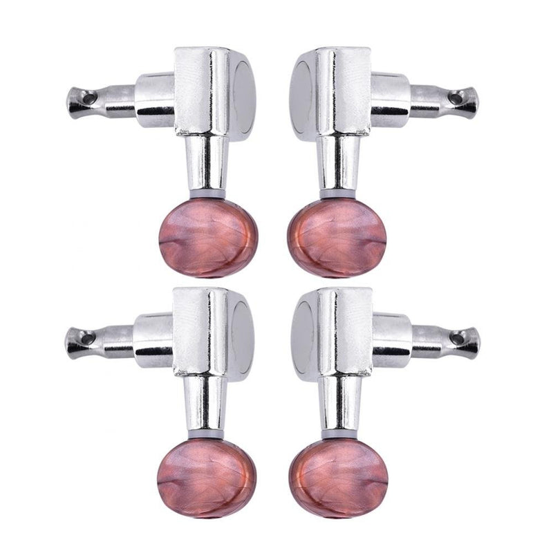 Ukulele String Tuning Pegs, 2L2R Silver Enclosed Locking Tuners Red Round Machine Heads for Ukulele 4 String Guitars