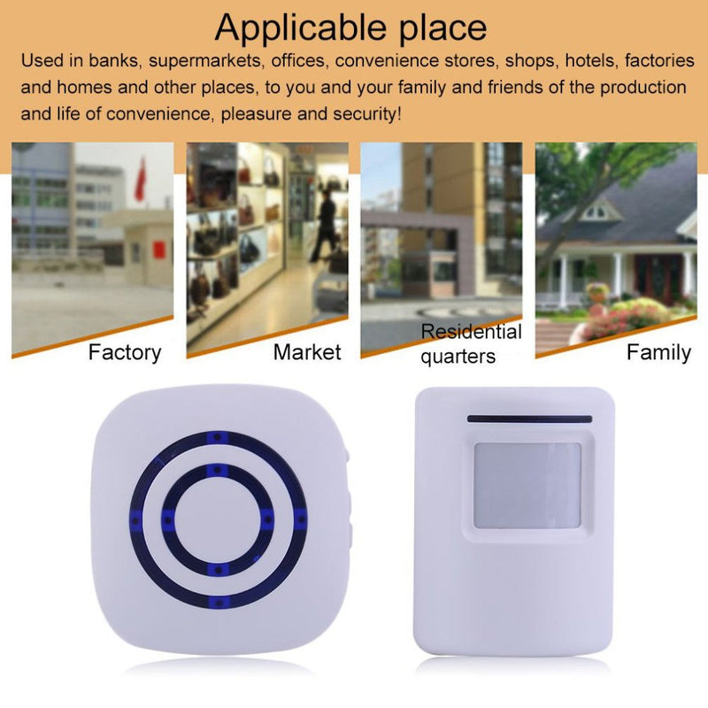 ENEGG Wireless Home Security Driveway Alarm, Entry Alert, Visitor Door Bell Chime with 2 Plug-in Receiver and 1 PIR Motion Sensor Detector Alert System, Quality Sound and LED, 38 Melodies
