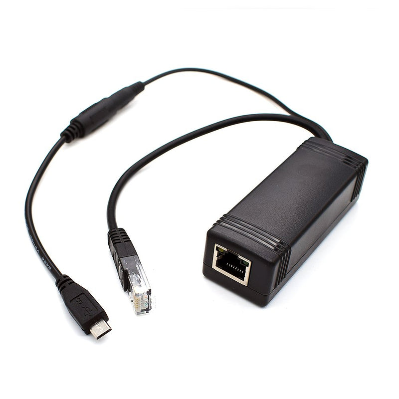 PLUSPOE Micro USB Active 5 Volt IEEE 802.3af PoE Splitter for Remote USB Power Over Ethernet to Tablets, Dropcam, Nest Cam or Raspberry Pi, Use with 10/100M PoE Switches or PoE injectors 5V2A MicroUSB+Female USB