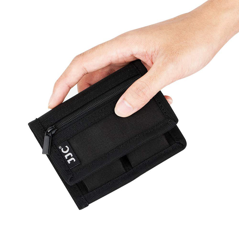 Camera Battery Pouch Holder Case for 2 PCS Sony NP-F550 NP-FW50 NP-FZ100 NP-BX1 Canon LP-E6 LP-E8 LP-E10 LP-E12 LP-E17 Fuji NP-W126 Nikon EN-EL14 EN-EL15 with Zipped Pocket to Store SD TF XQD CF Cards 2 Slot+1 Zippered Pockets